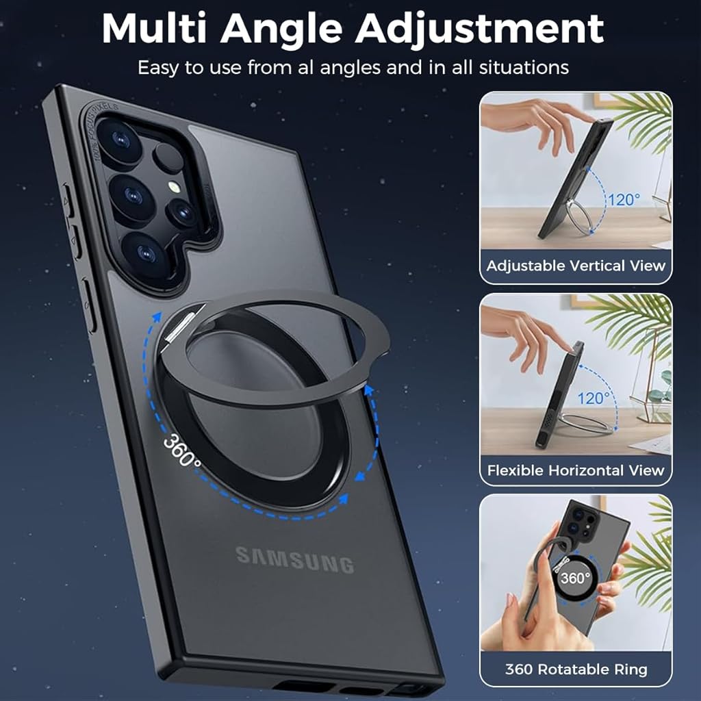 ZORBES® Phone Case for Samsung Galaxy S24 Ultra Sleek Magnetic Phone Cover with Kickstand Ring Phone Holder Compatible with Mag-Safe Shockproof Phone Cover for Samsung Galaxy S24 Ultra 6.8'' Black ZORBES® Phone Case for Samsung Galaxy S24 Ultra Sleek Magnetic Phone Cover with Kickstand Ring Phone Holder Compatible with Mag-Safe Shockproof Phone Cover for Samsung Galaxy S24 Ultra 6.8'' Black